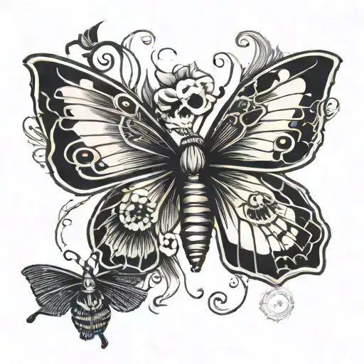 Dark Butterfly With Skull