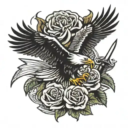 Eagle With Dagger And Rose