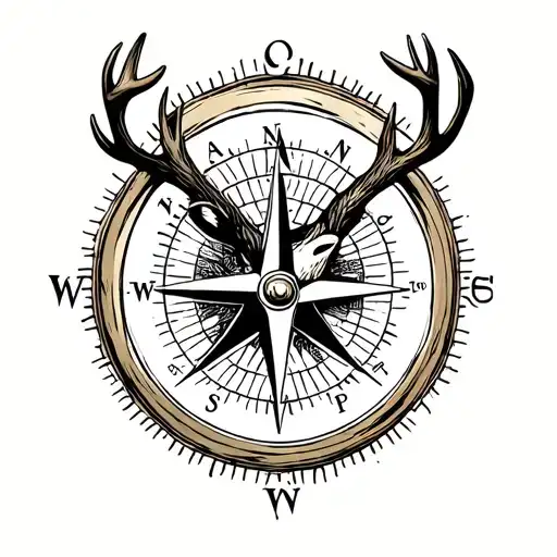 Compass And Stag Head