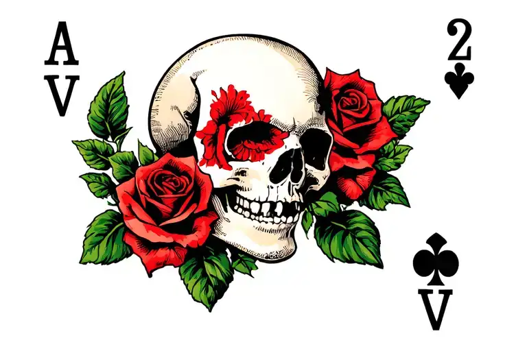 Skull Playing Cards Roses