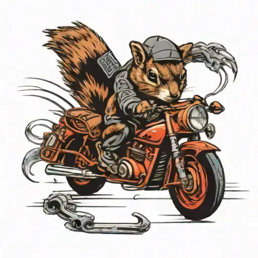 Squirrel Riding A Motorcycle Holding An Ak47 With A Skatboard