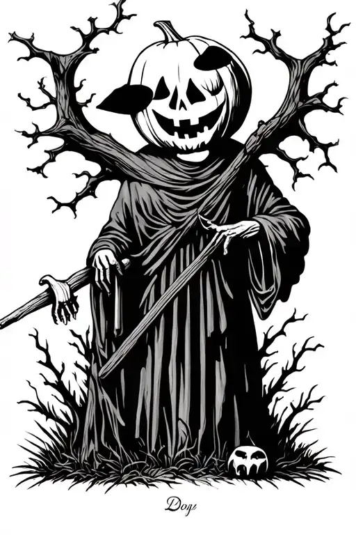 Pumpkin Head Reaper Full Body Grave Yard