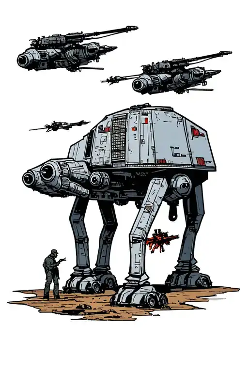 Y-wing Bombing Run On At-at's On The Planet Kashyyyk Star Wars