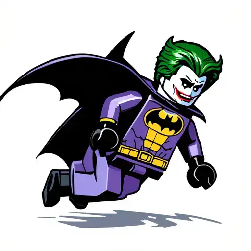 Lego Batman Swinging Onto Lego Joker Who's Running Away