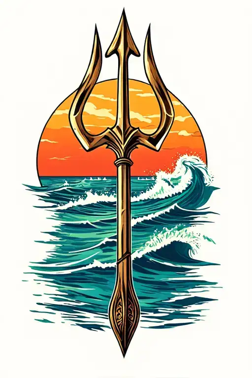A Trident With The Ocean