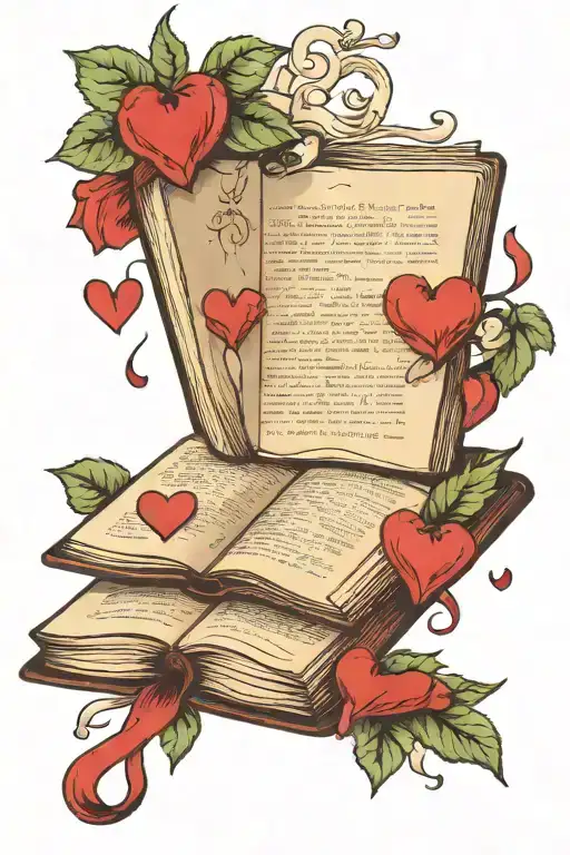 Single Open Book With Pages That Have The Words To Vivo Floating Off With Hearts