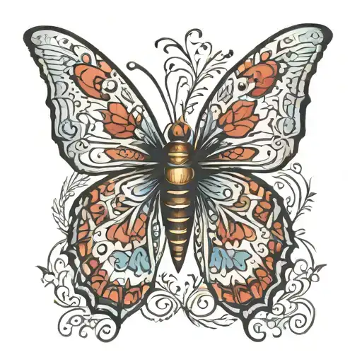 Neck Tattoo Of September Birth Stone Colour Into A Butterfly For Male