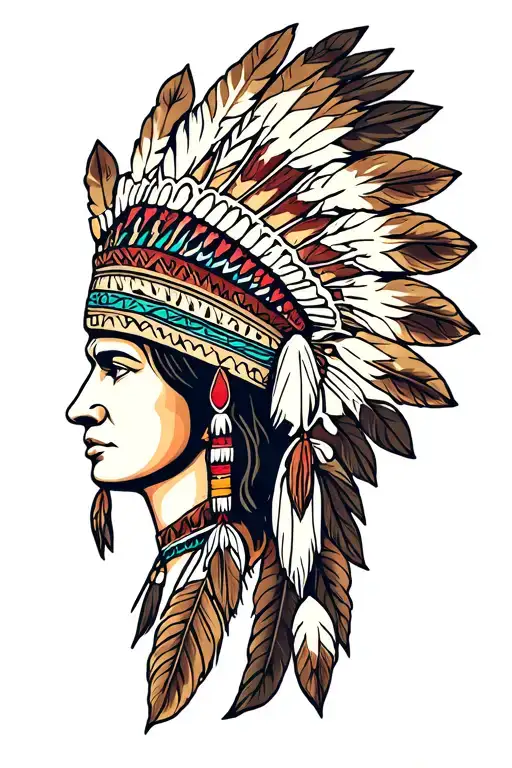 American Traditional Native Headdress Being Worn