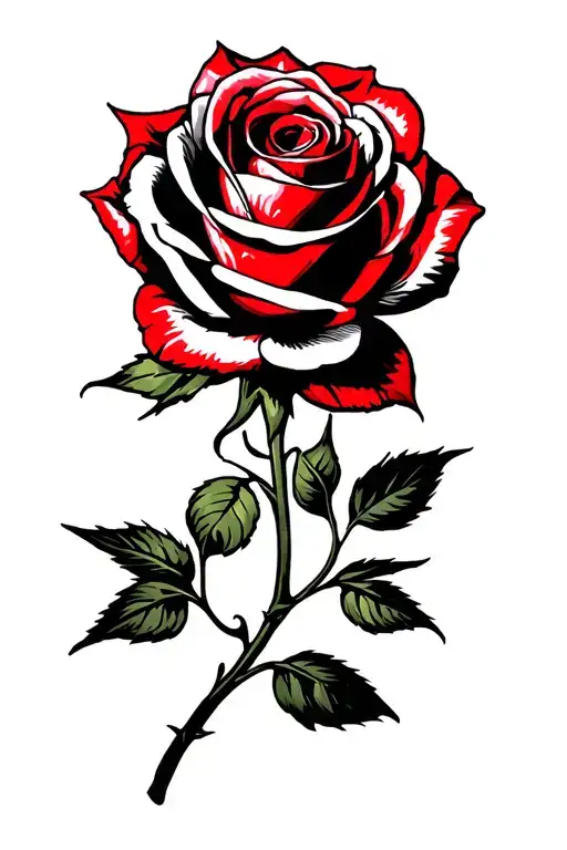 Bblack Rose With Red Accents And Highlights