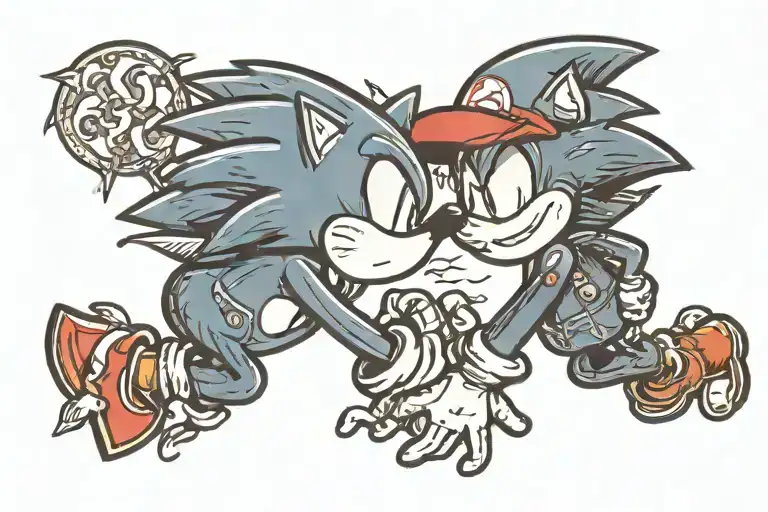 Sonic And Mario Kissing