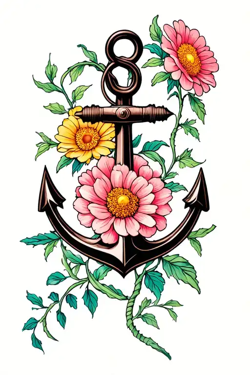 Heroshige Waves Anchor Zinnia Flowers Honey Suckle Flowers