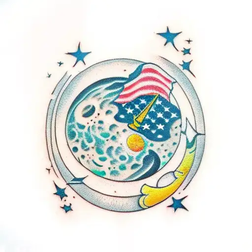 International Space Station And Moon