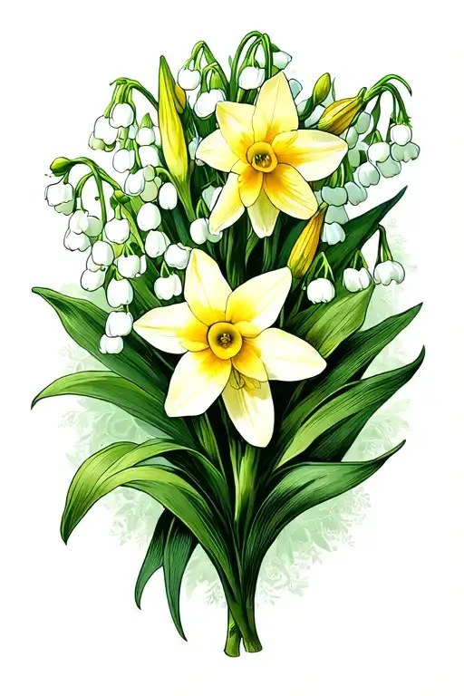 Lily Of The Valley And Daffodil