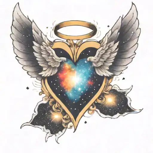 An Ethereal Heart With Wings Surrounded With The Galaxy