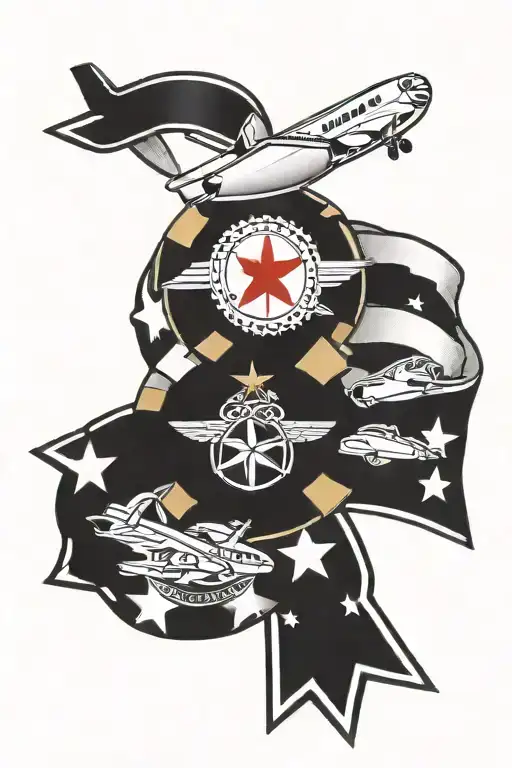 Air Medal Ribbon With Medical Airplane