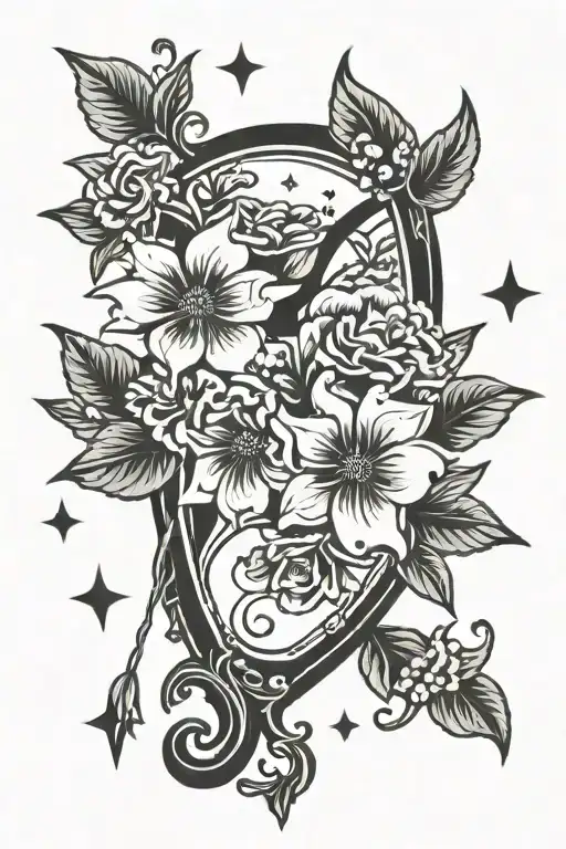 Broken Mirror With Flowers