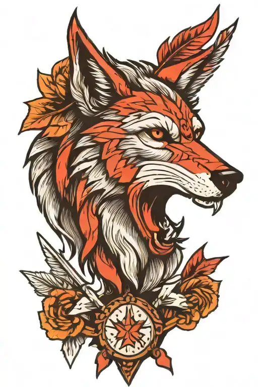 Wolf Head With Arrows Sticking