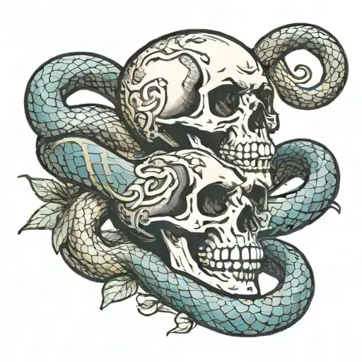 Vintage Skull And Snake Wrapped