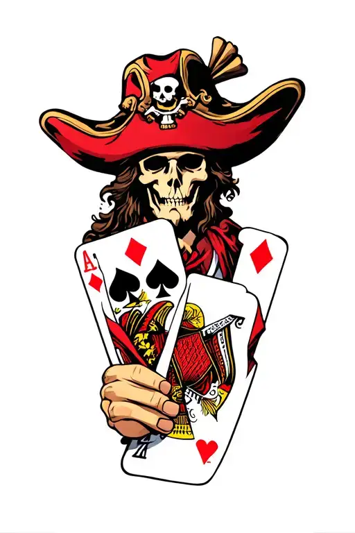 Pirate Playing Blackjack Hand