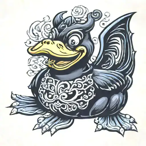 Black Devil Rubber Duck Sitting