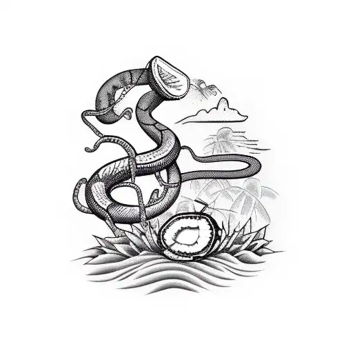 Python Snake Climbing Coconut Tree