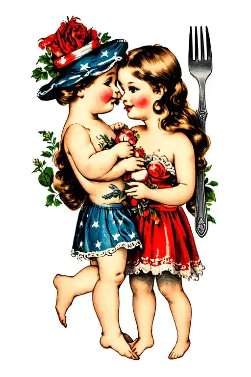 Sppon And Fork Couple With Spork Baby