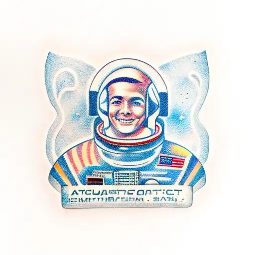 Astronaut On A Computer In Space