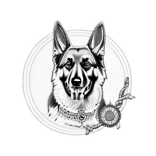 German Shepherd With Mandala