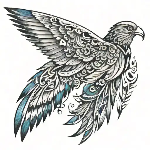 A Tribal Wing Design Incorporating Elements Of Nature And Animals
