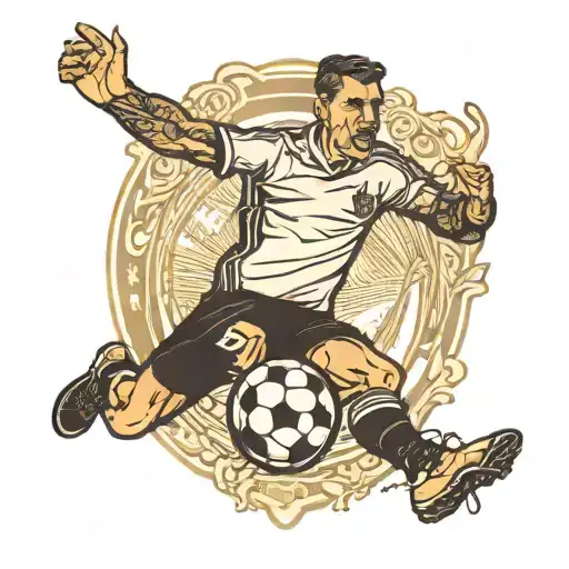 Combine The Santos Fc Crest With A Blackwork Illustration Of A Soccer Player Scoring A Goal