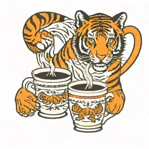 Broken Coffee Mug With 2 Tigers On It