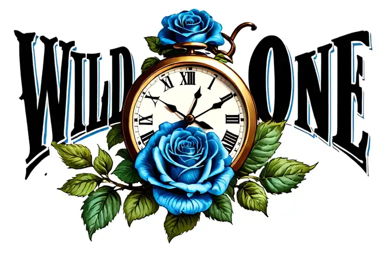 Blue Roses Withba Clock With The Words Wild One Wrapped