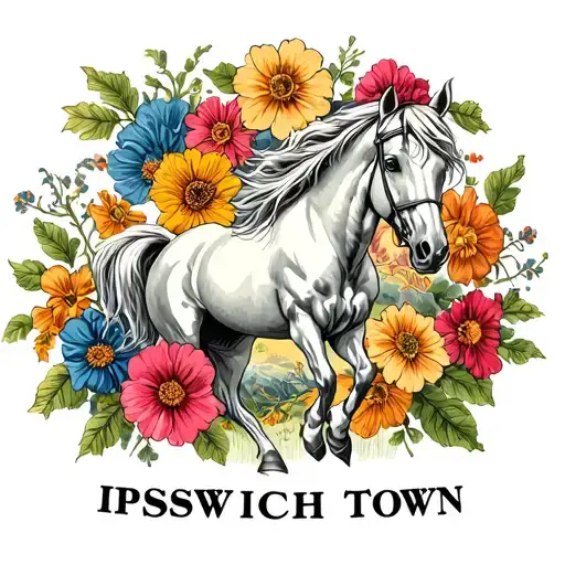 Ipswich Town Horse Logo With Birth Flowers For May And November