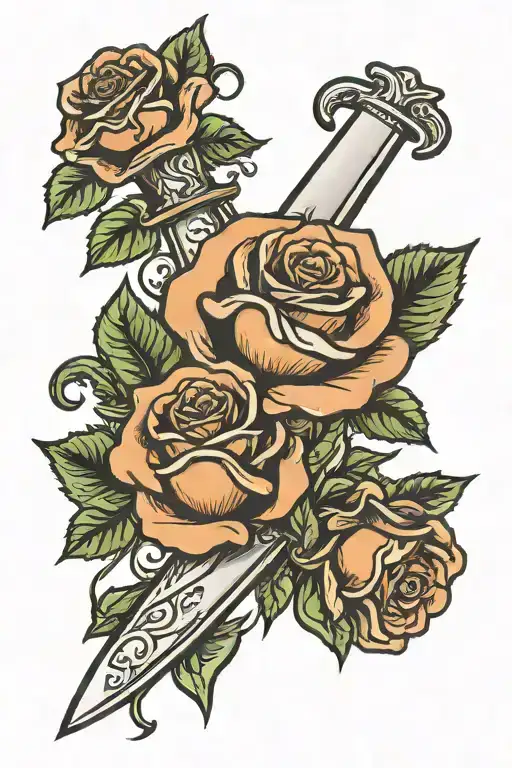 Dagger With Rose Intertwined