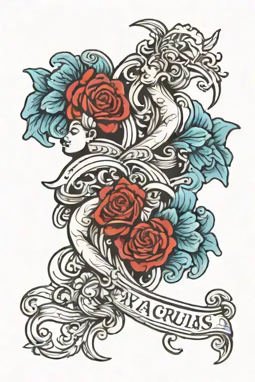 Gemini And Aquarius Combined Tattoo Design