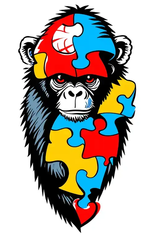 Monkey And Autism Puzzle Piece