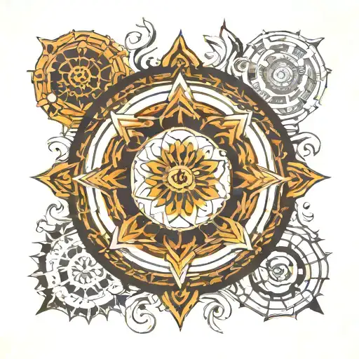 Dharma Chakra Mandala Design Incorporating Elements