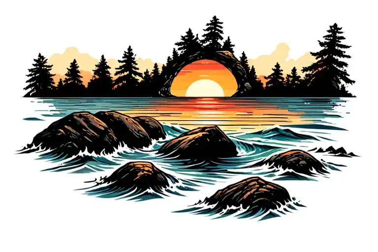 Sunset Sea Rocks Frame