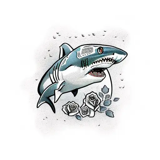 Shark With Roses And Looks Scary