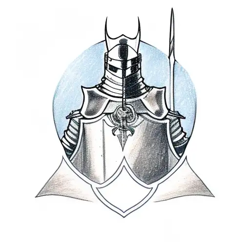 Drawing Of A Knight Holding A Sword