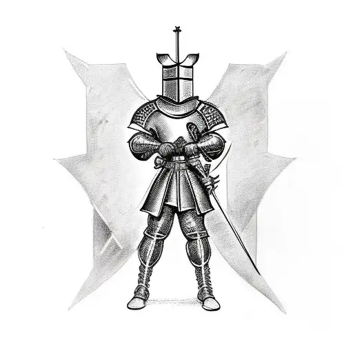 Black And White Sketch Of A Medieval Knight