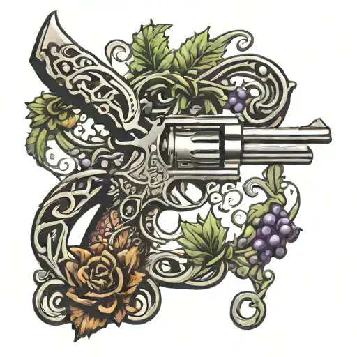 Grape Vine Wrapping A Cattlemen Revolver With Knot Work