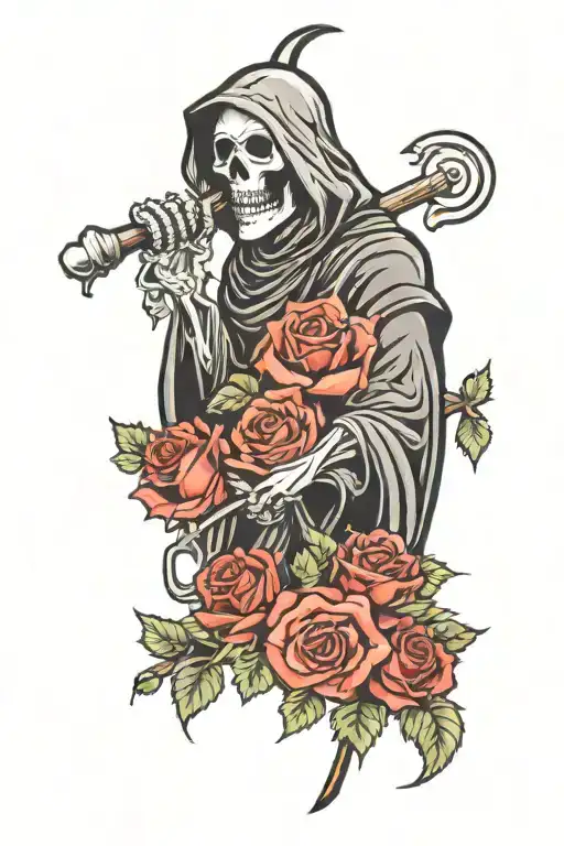 Grim Reaper With Roses