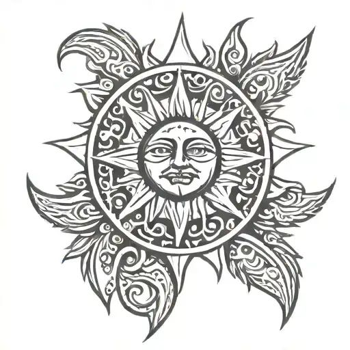 Tribal Sun With Names Subtly Incorporated