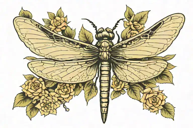 Dragon Fly With Succulent In The Wings