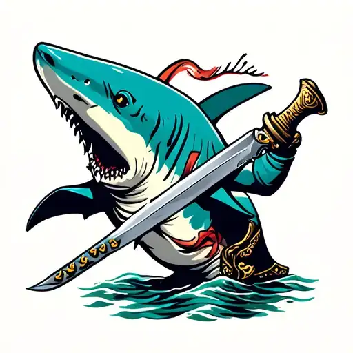 Shark Holding Cutlass Sword