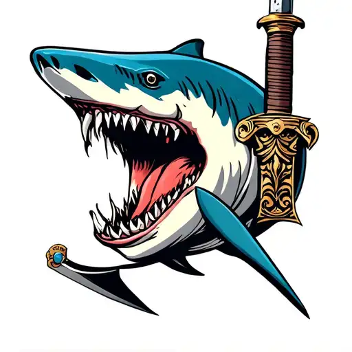 Shark Biting Cutlass Sword Piercing