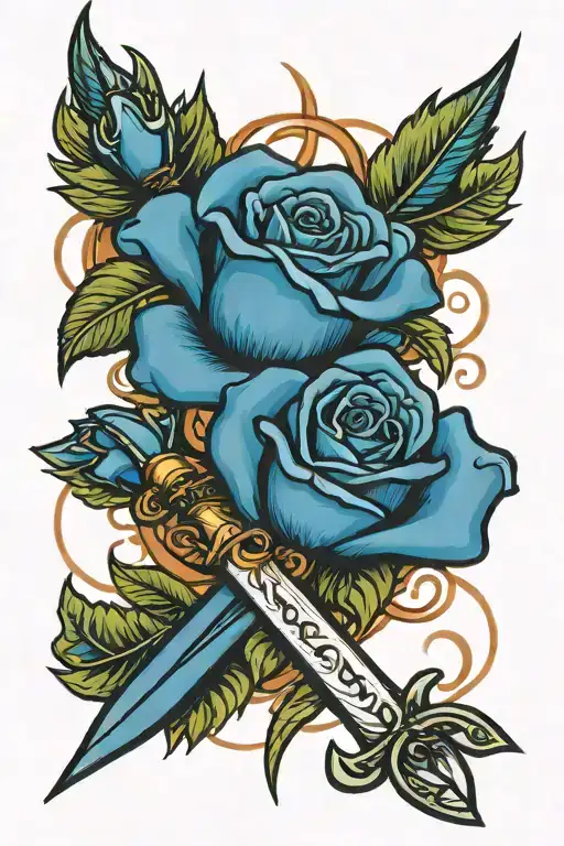Rose And Dagger Intertwined