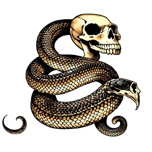 Snake Wrapped Around A Skull