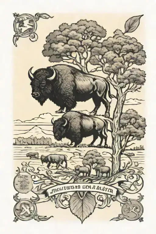 Bison And Family Tree
